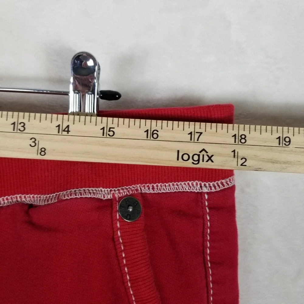 True Religion Sweat Shorts Mens Large Red Contrast Stitch Horseshoe Logo